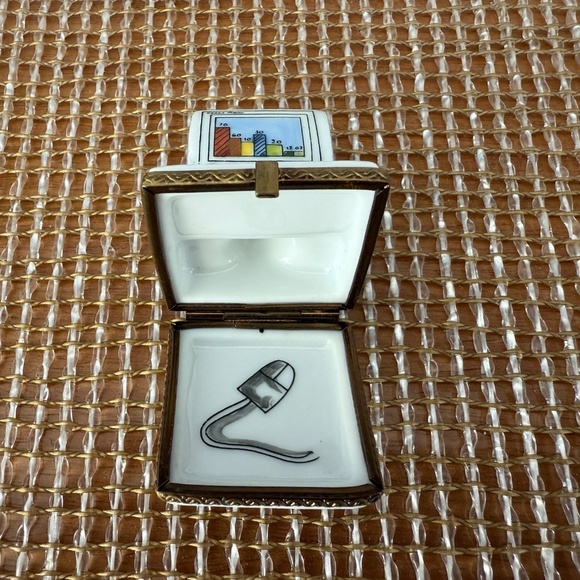 Limoges Rochard Trinket Box – Vintage Computer, Hand-Painted in France - Picture 2 of 11